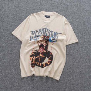 Represent Rattlesnake Cobra Print Cream T-Shirt